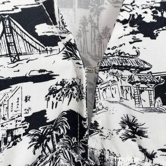 Marine Layer Camilla Dress Mini Button Front Lyocell Black White Foliage Small - Picture 11 of 14